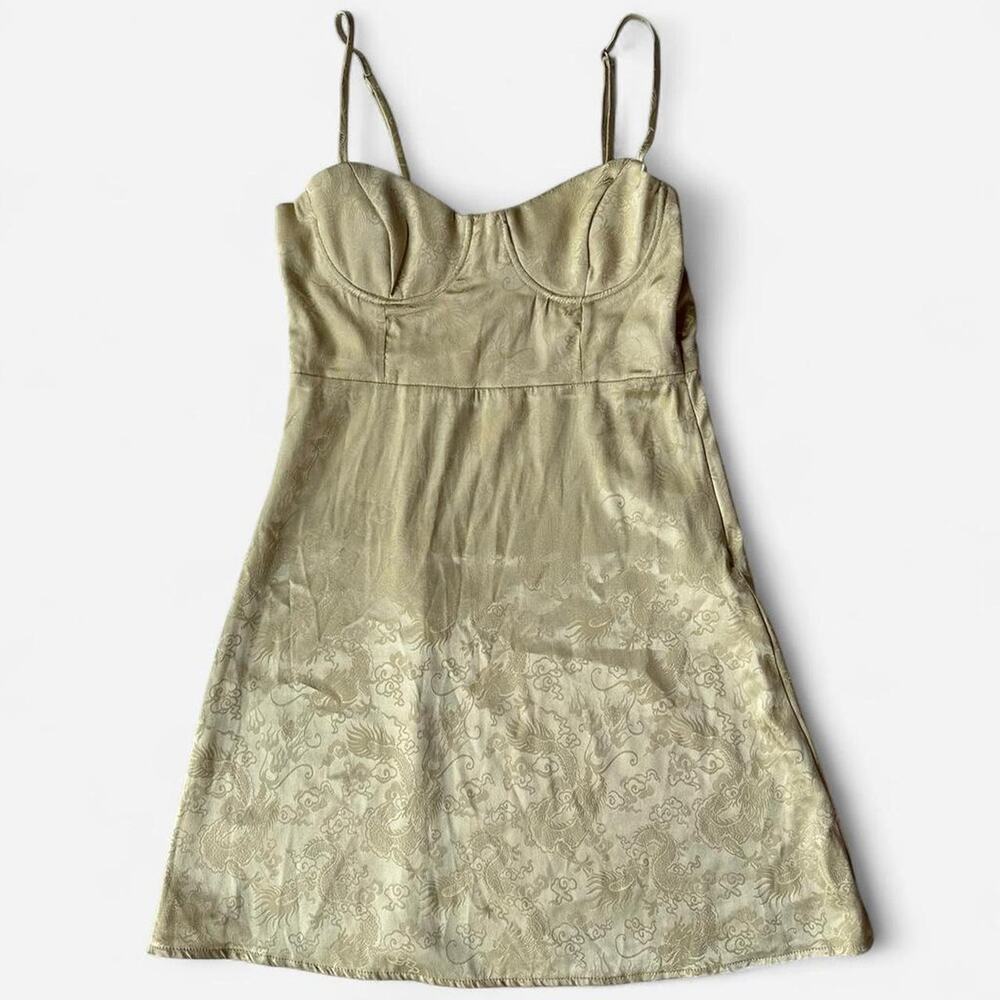 Princess polly satin jacquard corset style mini dress